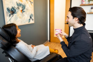 Dr. Clayton talking to a patient